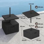 Parasollställ Paraplyfot 3-i-1 med Hjul Svart av Plast för Balkong och Terrass Fyllbar Paraplyvikt 80 kg Ø 38/48 mm