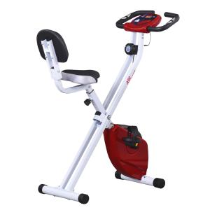 Motionscykel med Magnetiskt Motstånd, Justerbar Träningscykel med 8 Nivåer, Kompakt Fitnesscykel för Hemmaträning, Röd/Vit, 43 x 97 x 109 cm