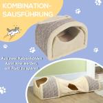 Katttunnel Lektunnel Beige av Polyester för Katter upp till 6 kg Hopfällbar Tunnel med 2 Hus och 3 Öppningar