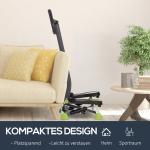 Ministepper med Handtag och Display, Effektiv Motionscykel för Hemmaträning, Swing Stepper med Gummiband, Grå/Grön, 55 x 44 x 108 cm, 100 kg