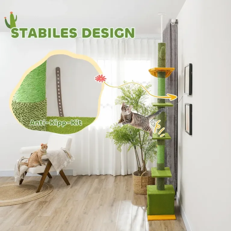Klösträd Takhög Grön av Sisal och Plysch för 230-275 cm