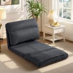 Sittsäck Bäddsoffa Ergonomisk Mörkgrå Tyg för Gäster och Gaming Hopfällbar Ryggstöd Bekväm Design 70x72x56 cm