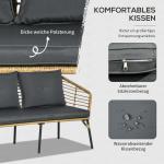 Loungegrupp i Konstrotting 4 Delar, Modern Utemöbel med Soffa och Fåtöljer, Inkluderar Dynor i Boho-Stil, Sand/Mörkgrå