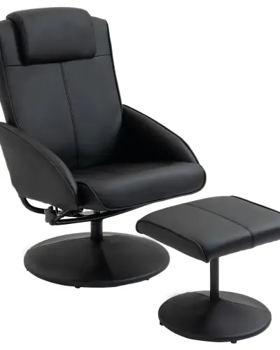 Vilstol med Fotpall Konstläderfodral Liggande Ergonomisk