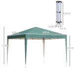 Gazebo 2,95 x 2,95 m, Pop-up Fällbart Lusthus, Trädgårdslusthus, Partytält, UV-skydd, Stål + Oxfordtyg, Grön