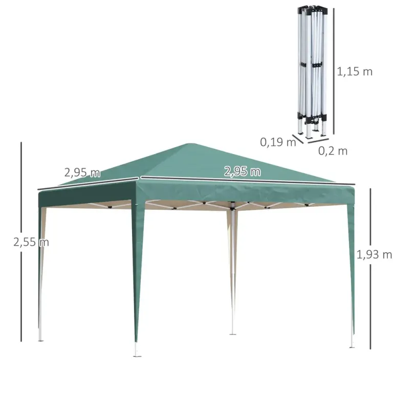 Paviljong Partytält Gazebo Pop-up Fällbart Lusthus 2,95 x 2,