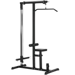 Multifunktionellt Hemgym med Kabelmaskin, Träningsstation för Hela Kroppen, Robust Stålkonstruktion med Justerbar Sits, Svart, 107 x 120 x 190 cm