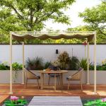Pergola för Trädgård med Utdragbart Tak och UPF30+ Skydd för Solskydd Hållbar och Stabil Khaki Polyester och Metall 3 x 3 m
