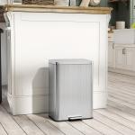Pedalhink med Mjukstängning Silver Metall för Kök och Kontor Rymlig Soptunna med Urtagbar Innerhink Hygienisk Avfallshantering Modern Design 20 l