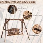 Hammock i Massivt Trä 2-Sits, Klassisk Trädgårdsgunga med Tak, Robust Hängsoffa för Uteplatsen, Natur, 187 x 137 x 170 cm