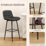 Barstolar Bistropallar Mörkgrå av Stål och Tyg för Kök Set om 2 Vridbara Stolar med Ryggstöd 48,5 x 48 x 98 cm