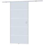 Skjutdörrsset Härdat Säkerhetsglas Rumsdörr med Ränder i Frostat Glas Högkvalitativt Beslag Vändbar Montering 775/900/1025 X 2050 Mm