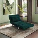 Sovstol Bäddfåtölj Mörkgrön av Tyg med Sammetslook och Metall för Gästrum Hopfällbar Stol med Sängfunktion och Kuddar 77 x 88 x 83 cm