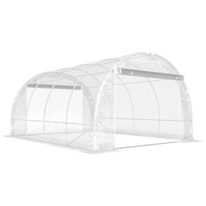 Växthus Tunnel Transparent PE-Plast och Stål för Trädgård Odlingshus med UV-Skydd och Dörr Rymligt och Stabilt Skydd för Odlingar