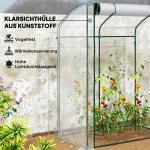 Växthus Tomathus Folieväxthus Transparent av Stål och Plast för Balkong och Trädgård Vintertätt Hus med Böjt Tak 128 x 70 x 170 cm