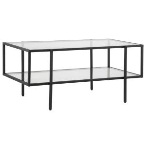 Soffbord i Glas med 3 Hyllplan, Modernt Sidobord med Svart Stålram, Elegant Förvaring för Vardagsrum, Svart, 100 x 55 x 45,5 cm