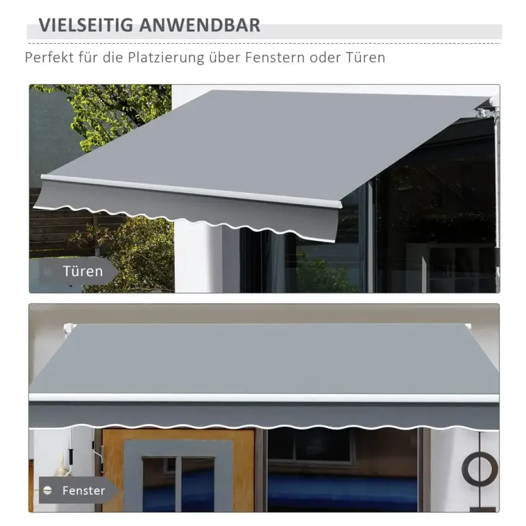 Infällbar Markis med Handvev Metallram 3,95 x 2,45 m
