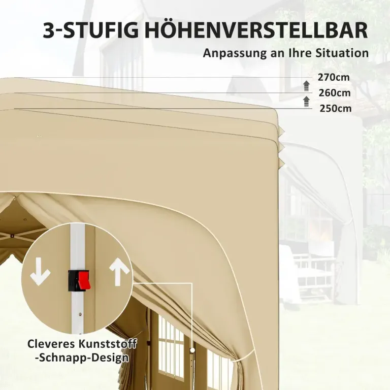 Trädgårdspaviljong Pop-up Partytält Sandfärgad 3 x 6 m
