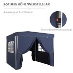 Lusthus Trädgårdstält Blå av Tyg och Metall för Fester Vikbart med Sidoväggar och Fönster UV-Skydd Bärväska 3 x 3 m