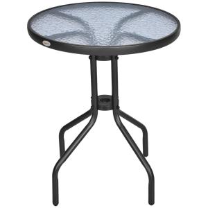 Trädgårdsbord Runt Balkongbord Metall med Säkerhetsglas Stilren Design för Trädgård och Balkong Ø60 X H70 Cm