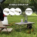 Hopfällbart Campingbord med Roll-up Bordsskiva, Aluminium, Khaki, 95 x 55 cm