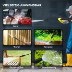 Högtryckstvätt med Slangvinda, Kraftfull Rengöringsmaskin med Hjul, Effektiv Tvätt för Bil och Uteplats, Blå, 1800 W