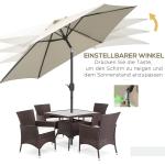 Fällbart Parasoll Trädgårdsparaply med Handvev 2,6 M Aluminium och Polyester 180 G/M² för Trädgård och Terrass Beige