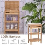 Badrumshylla med Gångjärnslock Naturlig Bambu för Badrum 46 X 29,5 X 76,5 Cm