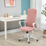 Kontorsstol Skrivbordsstol Rosa av Tyg och Metall för Kontor och Hemmakontor Ergonomisk Höj och Sänkbar med Justerbart Ryggstöd 110-119,5 cm