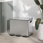 Soptunna med 3 Fack om 20 L för Källsortering med Soft-close Lock Hållbar och Elegant Silver Rostfritt Stål 60 L