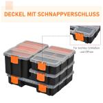 Verktygsförvaringslåda, 4-pack, Multifunktionell Sorteringslåda för Smådelar, Plast, Orange + Svart, 28,7 x 22,5 x 5,5 cm