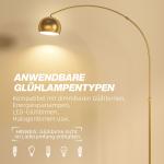 Golvlampa Båge Modern Svart och Guld Metall och Marmor för Vardagsrum Bågformad Lampa med Stabil Fot Elegant Design och Bra Ljus 167 cm