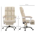 Kontorsstol med Massage- och Värmefunktion samt Fotstöd, Justerbar, upp till 120 kg, Beige