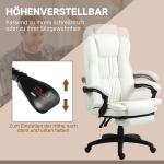 Justerbar Snurrstol med Fotstöd, Nackstöd och Massagefunktion, Konstläder, Krämvit, 68,5 x 68,5 x 113–121 cm