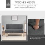 2-Sitsig Soffa i Tyg, Kompakt Tygsoffa med Träben, Bekväm Sittplats för Det Lilla Vardagsrummet, Mörkgrå, 117 x 56,5 x 77 cm