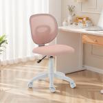 Kontorsstol Barn Rosa Tyg och Plast för Barnrum och Skrivbord Ergonomisk Skrivbordsstol med C formad Ryggstöd Höj och Sänkbar Sits Bekväm