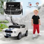 Barnelbil 12V med 2,4 GHz Fjärrkontroll, 2 Motorhorn, LED och Musik, Vit