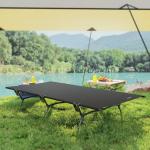 Tältsäng Campingsäng Hopfällbar Säng Svart av Oxford ve Metall för Camping ve Resor Extra Bred Gästsäng 200 x 100 x 36 cm
