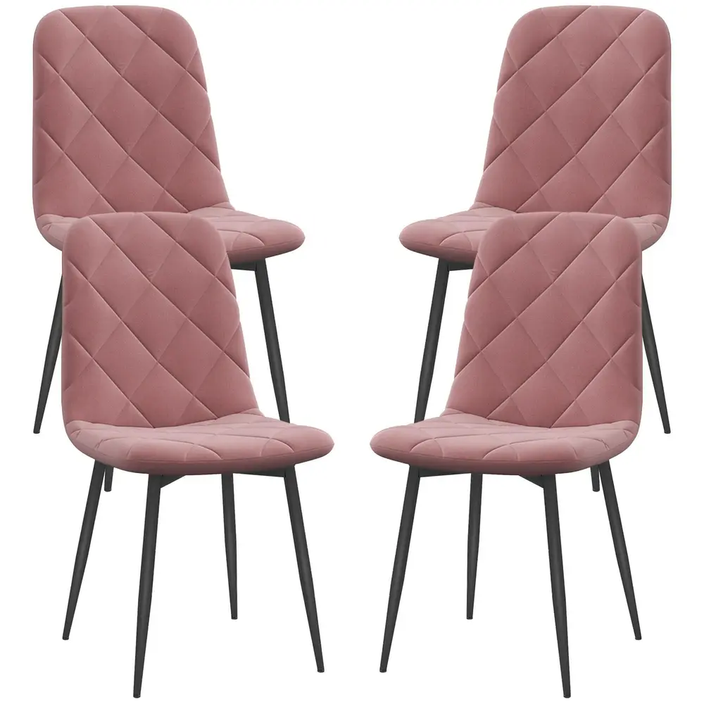 Matstolar Set 4 Köksstolar i Sammetslook 45x54x87 cm, Rosa