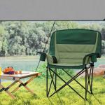 Campingstol Fällstol med Sidoficka Grön av Oxford ve Metall för Pool ve Strand Hopfällbar Trädgårdsstol med Bärväska