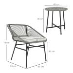 Trädgårdsmöbler Balkongmöbler Set för 2 Personer Mörkgrå av Polyrattan för Trädgård och Terrass 3-Delad Sittgrupp med Bord