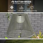 Solar Golvlampa Rottinglampa med Ljussensor Natur av Rotting för Trädgård och Balkong Boho Stil Lampa med 25 LED Ø 33 x 135 cm