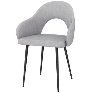 Relaxstol Fåtölj Grå av Linnelook och Stål för Sovrum Klädd Stol med Armstöd Bekväm Sittplats 56 x 58,5 x 84,5 cm