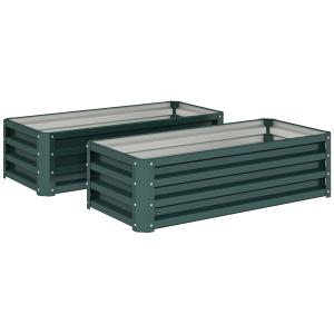 Odlingskrage 2-pack med Öppen Botten för Trädgård och Balkong Hållbar och Stabil Grön Metall 110 x 50 x 30 cm