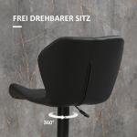 Barstolar i Konstläder 2-Pack, Snurrbara Köksstolar med Ryggstöd, Justerbar Höjd för Bar och Kök, Svart, 48,5 x 55,5 x 90-110 cm