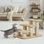 Katttrappa Djurtrappa Krämvit Plysch och Trä för Gamla Katter och Hundar 11 Cm Steghöjd Mjuk och Skonsam