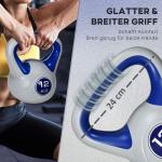 Kettlebell 12 kg, Ergonomisk Träningsvikt för Styrka och Kondition, Skonsam mot Golv, Blå