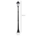 Solcellsdriven Trädgårdslykta LED, Modern Gatulykta med Sensor, Vattentät Utomhusbelysning för Uppfart, Svart, 22 x 22 x 194 cm