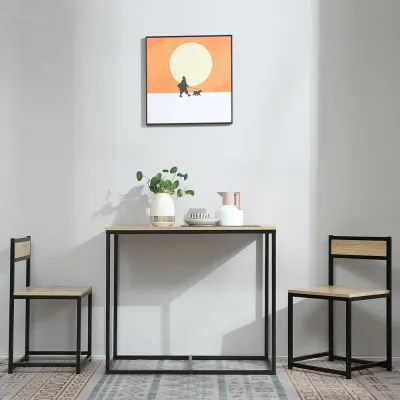Matbord Matgrupp Set 2 Stolar Ek av Trä och Metall