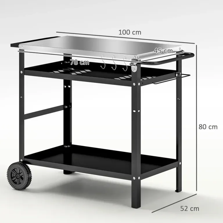 Grillvagn Serveringsvagn med Arbetsyta 100 x 52 x 80 cm